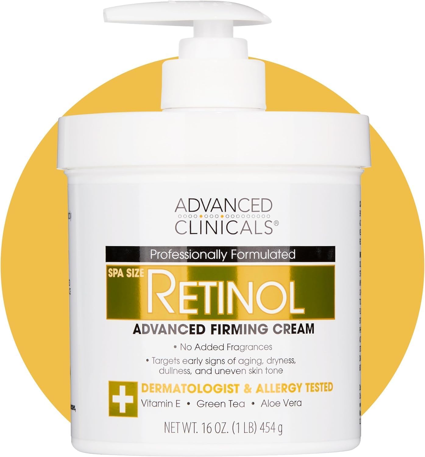 Advanced Clinicals Retinol Body Lotion & Face Moisturizer 454g – Anti-Aging Cream for Crepey, Wrinkled, Sagging & Sun-Damaged Skin