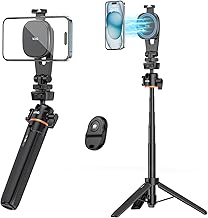 VRIG 21.6" Magnetic Selfie Stick Tripod with Wireless Remote, Extendable Phone Stand Tripod for Magsafe for iPhone 15 14 13 12 Pro Max Series, All Android Phones with Magnetic Functionality