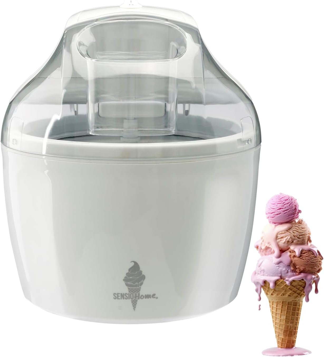 Sensio Home Ice Cream Maker Machine - Gelato Sorbet Frozen Yoghurt in 20 Minutes - Detachable Mixing Paddle - Easy to Operate – Voted Winner Independent Best Buy (White)