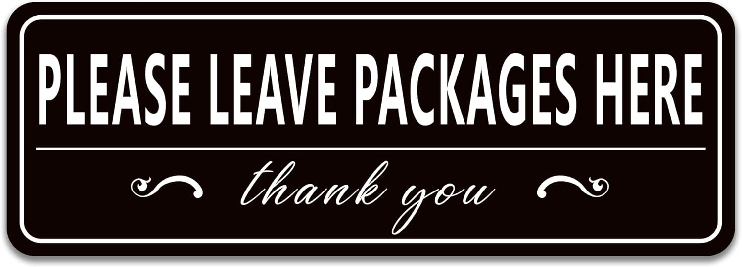 Please Leave Packages and Deliveries Here Sign Sticker，Self-Adhesive Waterproof Vinyl Delivery Signs for Packages, Place Packages Here Sign for Home，Office，Shop，Box, Door（10" x 3.5"）