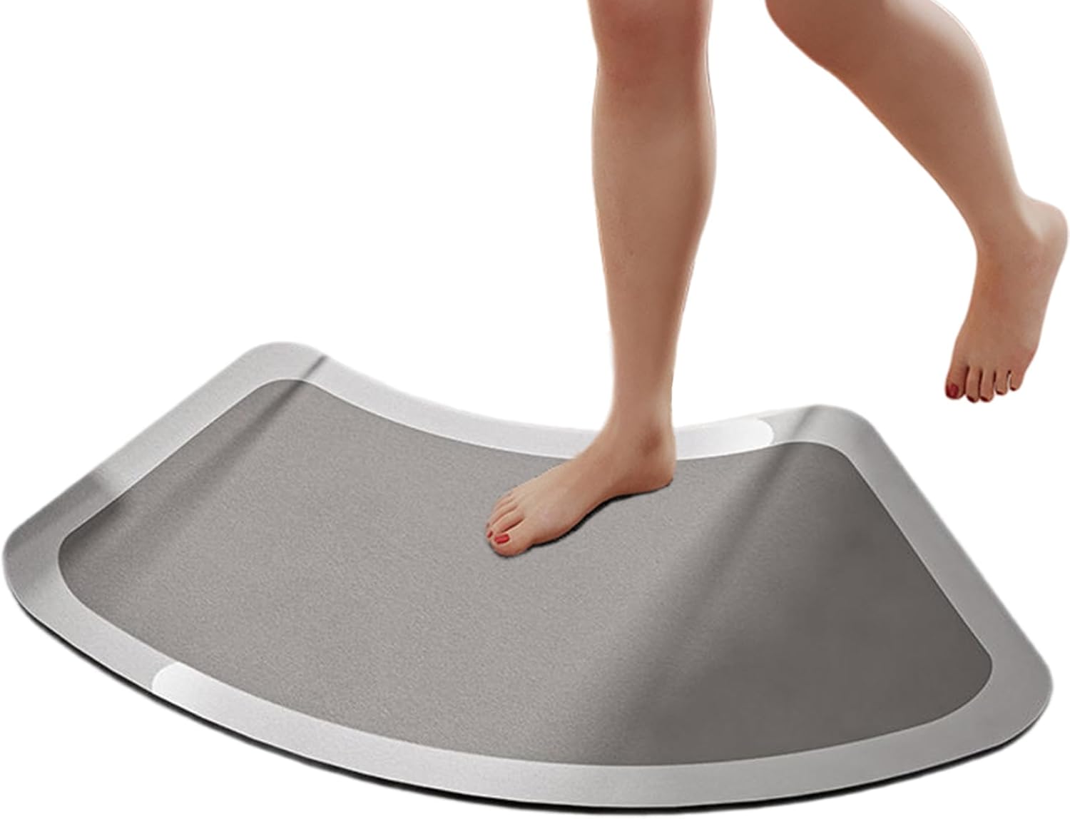 Diatomite Stone Bath Mat, 18x35 inch Absorbent Quick Dry Curved Bath Mat, Non Slip Curved Shower Rug for Bathroom