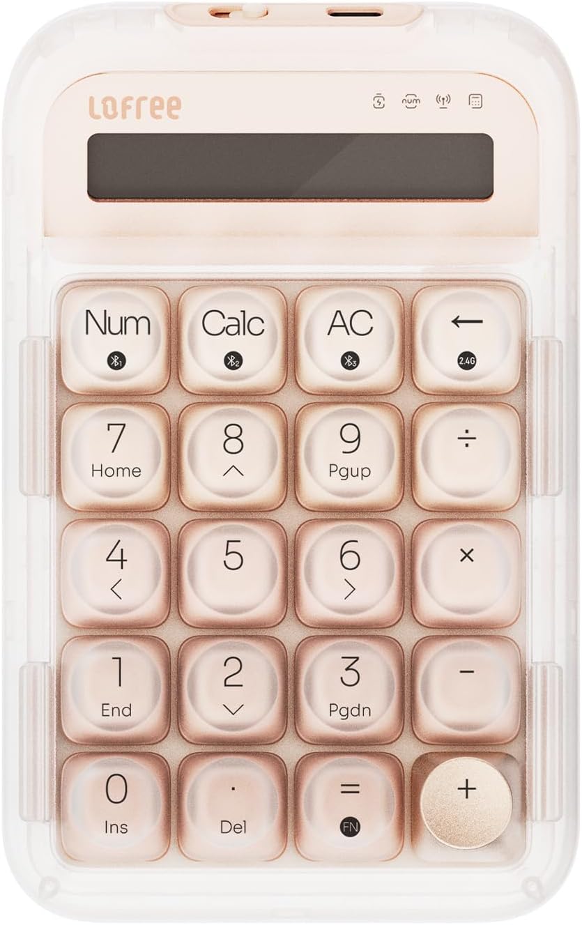 Lofree Foundation Tri-Mode Wireless Numpad White LED Backlight Compatible with MacOS, iOS, Windows, and Android
