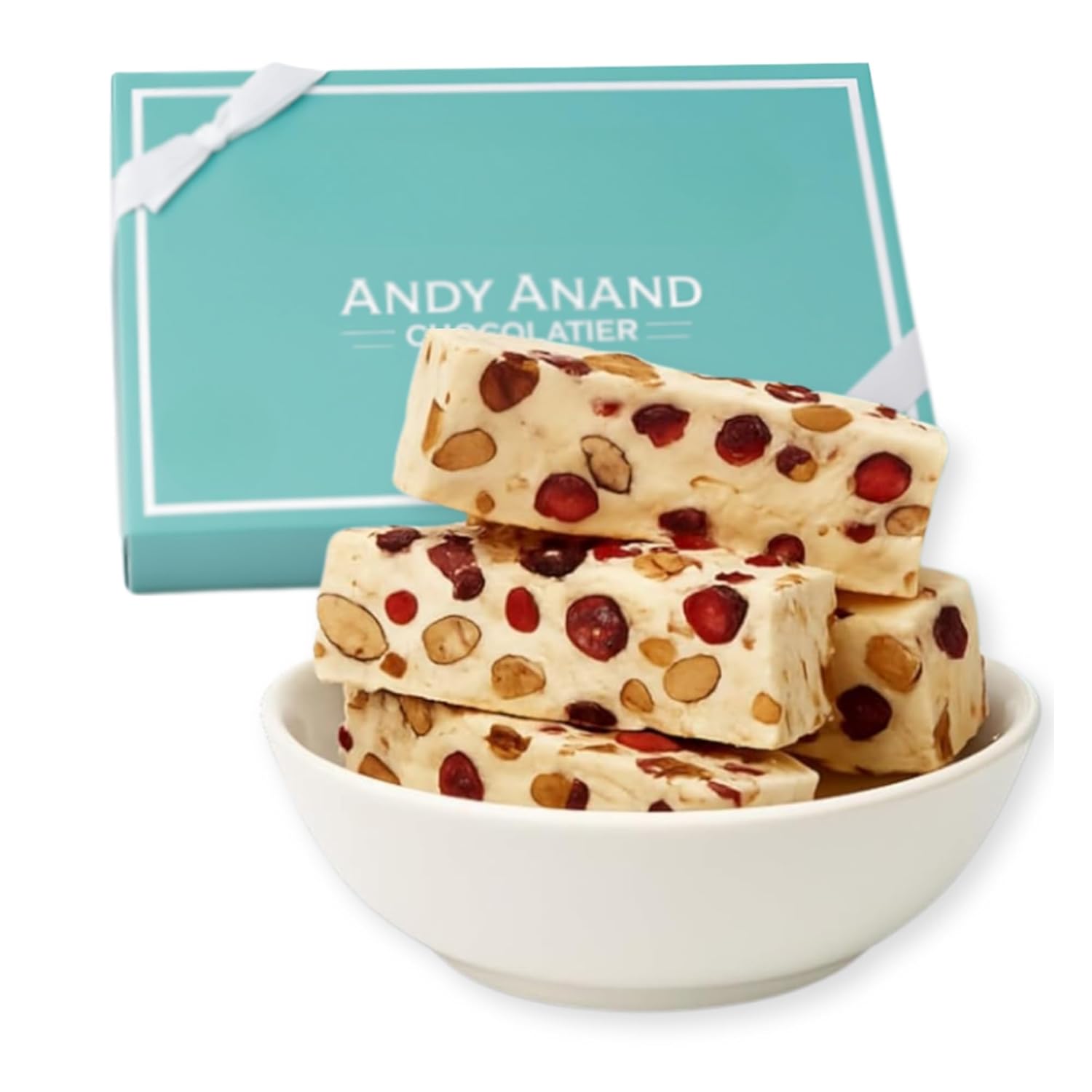 Andy Anand Chocolatier Gluten Free Soft Nougat Brittle, Made With Almonds, Red Fruits & Wildflower Honey, Flown in From France, Made in Authentic Traditional French Way With No Preservatives (7 Oz)