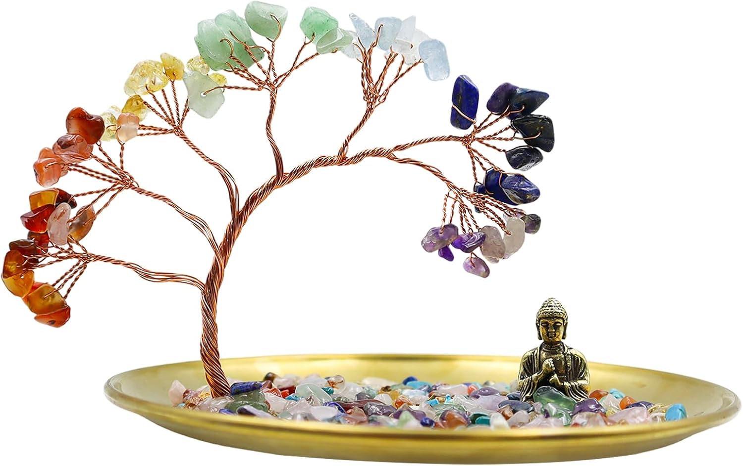 Seven Chakra Crystal Tree with Buddha Statue - Money Tree Meditation Accessories Decorative Home Accessories Yoga for Good Wealth Health Luck Buddha Home Decor