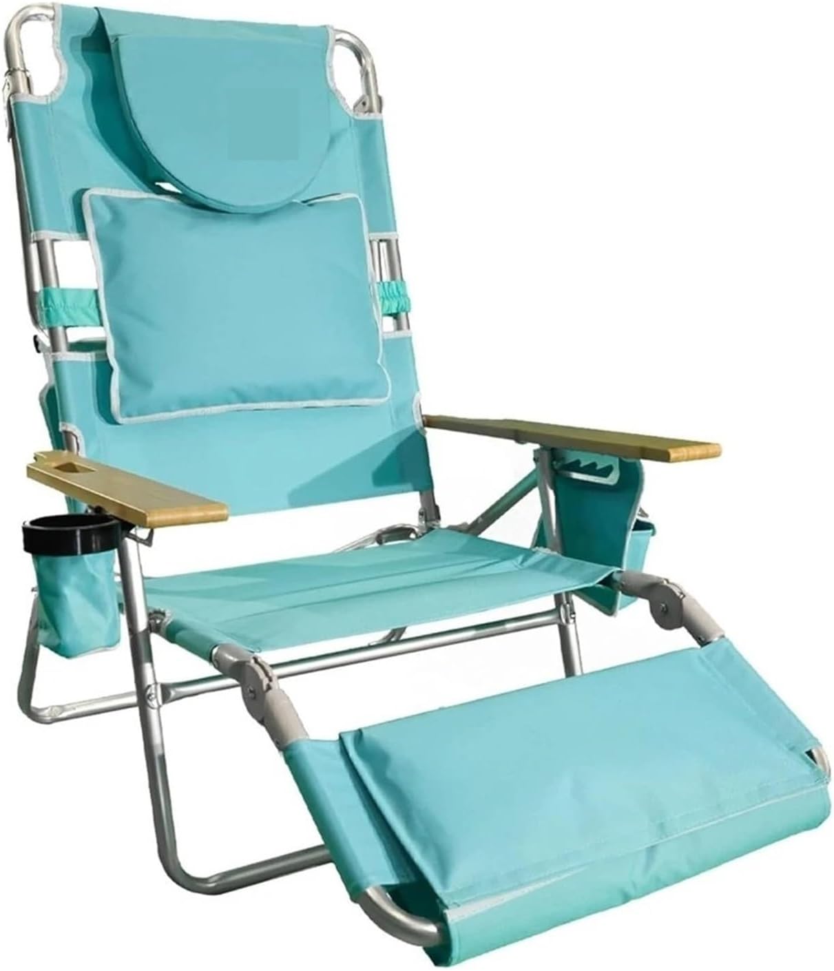 Reclining Lounge Chair, 3 in 1 Folding Outdoor Beach Lounger, for Lawn, Pool, Patio, Heavy-Duty Portable(Aqua)
