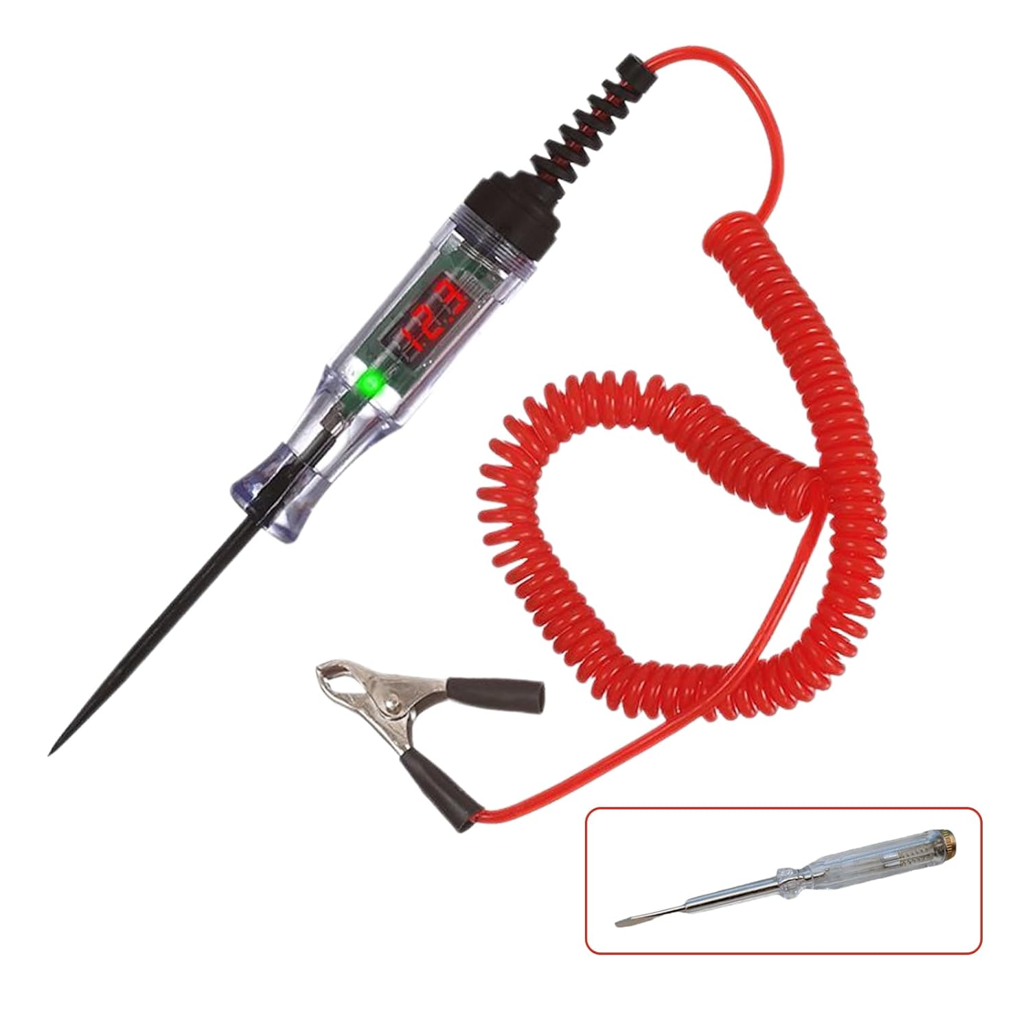 ZhongShuang Circuit Tester, Power Probe, 3-90V DC Voltage Tester with Digital Test Light Flashlight, Measures Polarity Continuity, for Automotive Fuse Tester, Wiring Checking