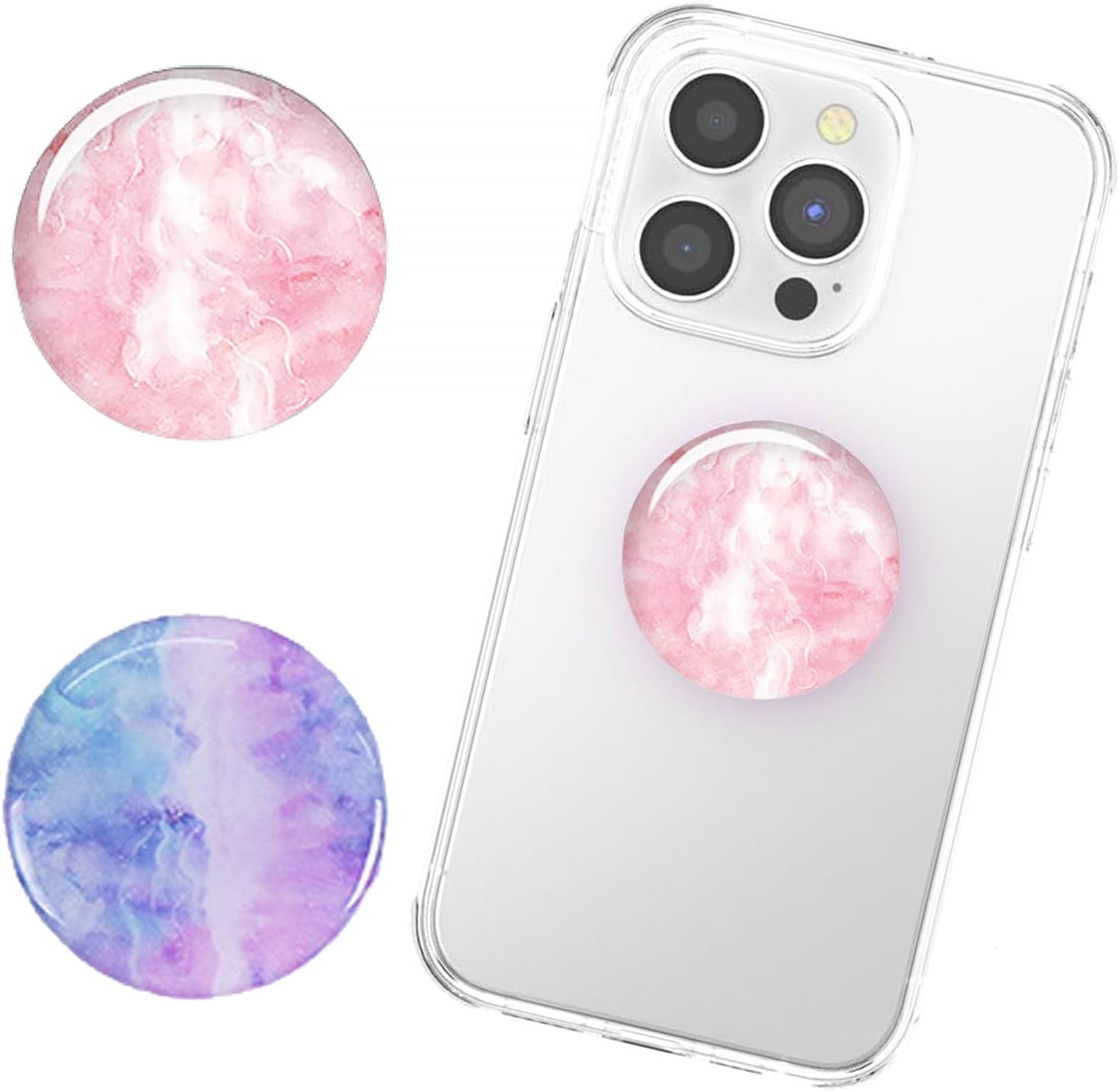 2PCS Phone Ring Holder Grips, Phone Grip with Expanding Kickstand, Phone Grips and Ring Phones Holder, Foldable Stand and Finger Holder, Compatible with Smartphones and Tablets, Ins Style