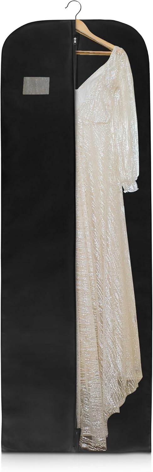 Wedcova Dress Bag | Hanging Garment Bags | Full Length Travel Covers | Wedding Long Clothes Storage Cover with Zipper for Women | 72 Inch (182cm) | Pack of 1 | Black