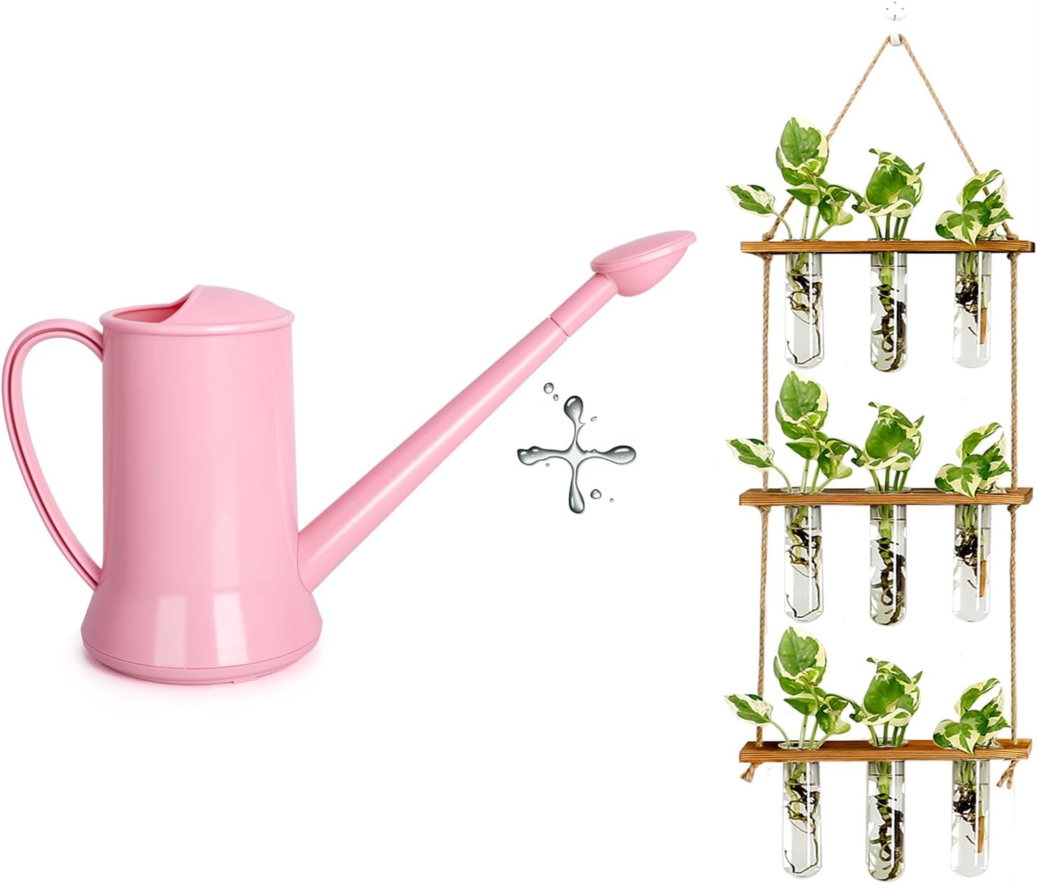 XXXFLOWER Wall Hanging Propagation Station(9 Tube Vases)+2L Small Indoor Plant Watering Can