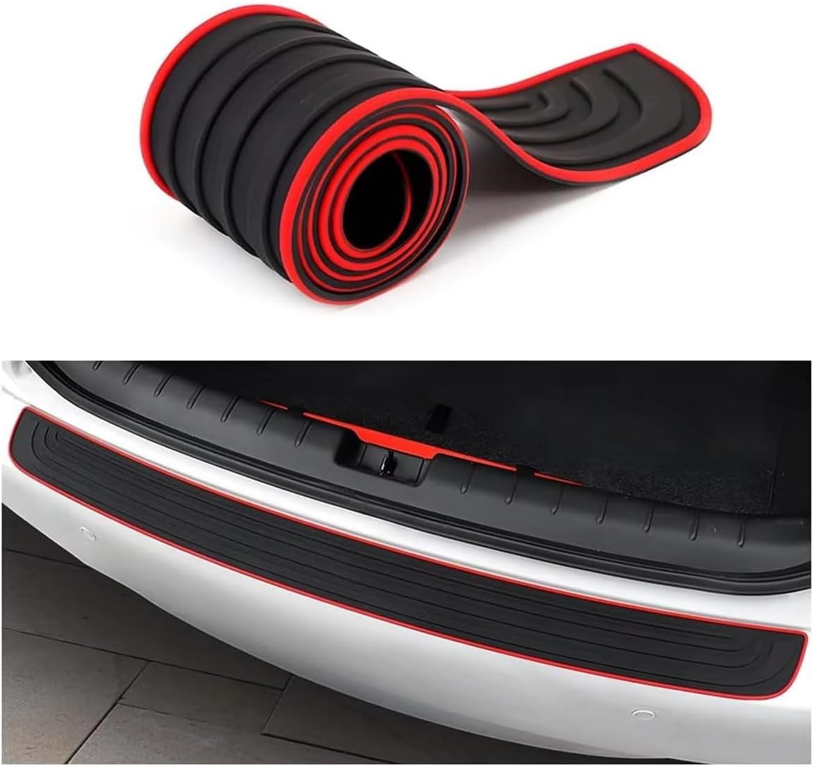 jiuqiwang Car Rear Bumper Protector for VW Golf 7 MK7 7.5 R GTD GTI GTE 2013-2019, Rubber Scratch-Resistant Trunk Door Entry Guards Accessory Trim,R-ed