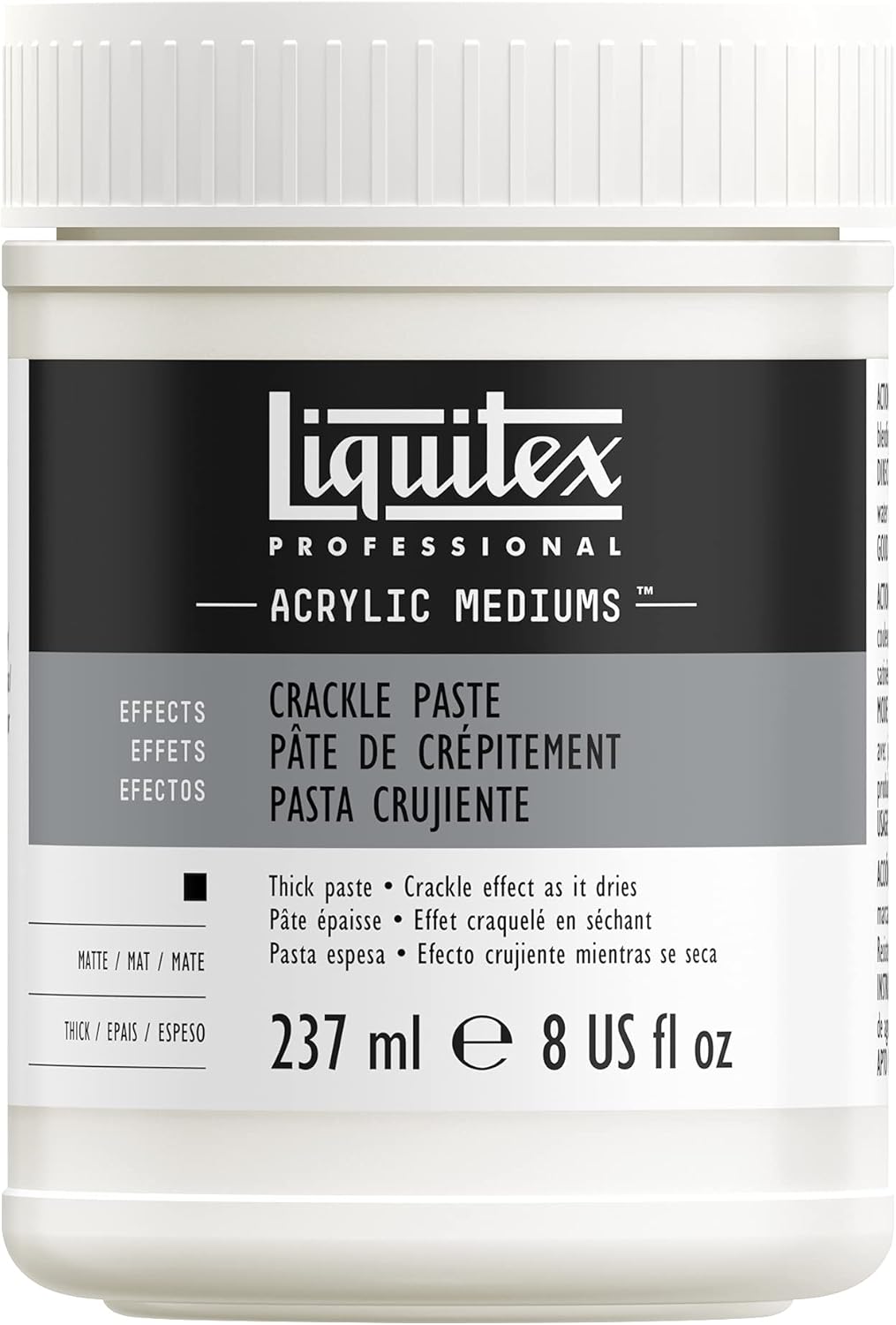 LIQUITEX 8308 Crackling Paste for Acrylic Paints for Creating Crackles for Vintage Effects and Craquelure Effects on the Painting Base - 237 ml Pot