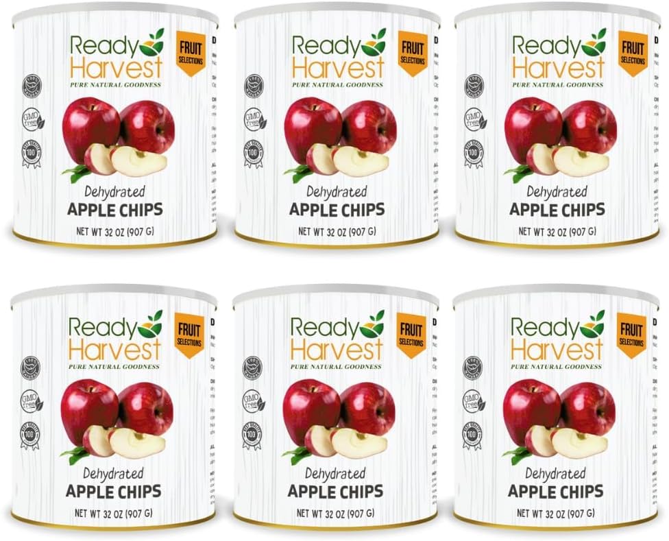 Ready Harvest Dehydrated Food - Apple Slices | Emergency Food | Long-Term Storage | #10 Can | 30-Year Shelf Life | 6 Cans Filled to the Top