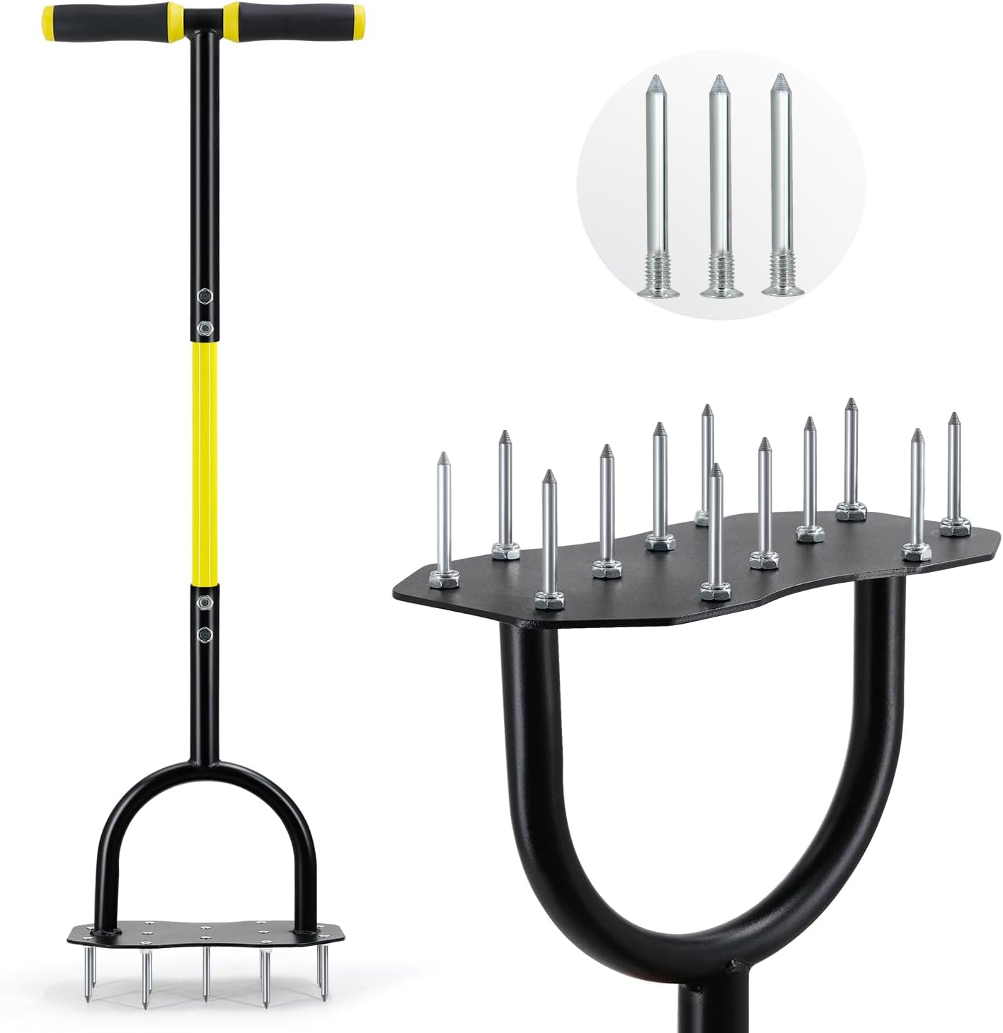 Jardineer Lawn Aerator Spikes Aerating Tool, Safe-Step Yard Grass Aerator with Spare Spikes, Lawn Spike Aerator Manual Lawn Aeration for Compact Soil