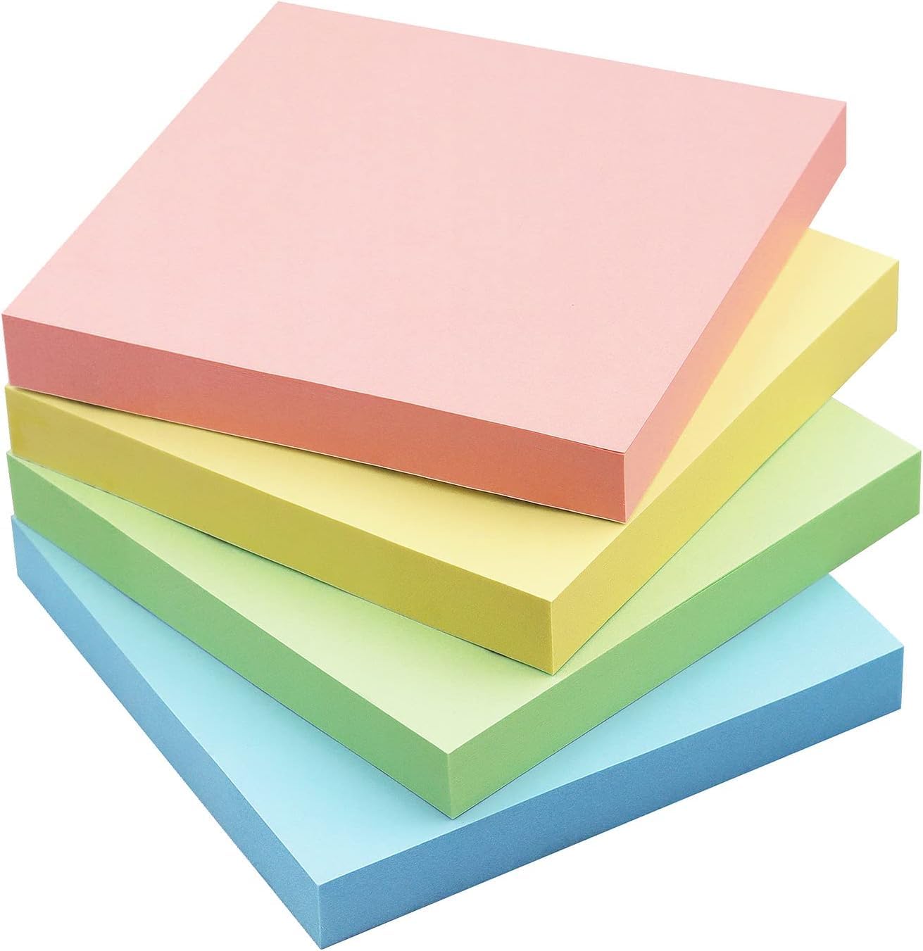Sticky Notes – 400 Sheets, 4 Pastel Colors Pads (3x3 Inches) Removable Self-Adhesive Memo Notes for Daily Planning at Home, Office & School | 4 Pads of 100 Sheets Each.