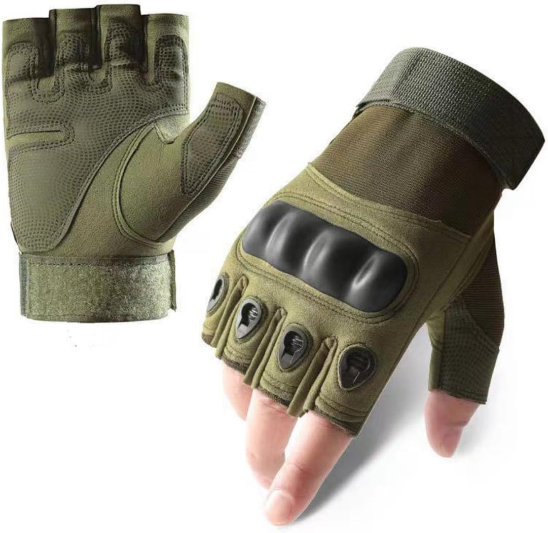 Cycling Gloves for Men, Breathable Padded Fingerless Motorcycle Gloves for Outdoor Sports, Non-Slip Wear-resistant Working Gloves, Shockproof Half Finger Gloves for Hiking Climbing Camping Hunting