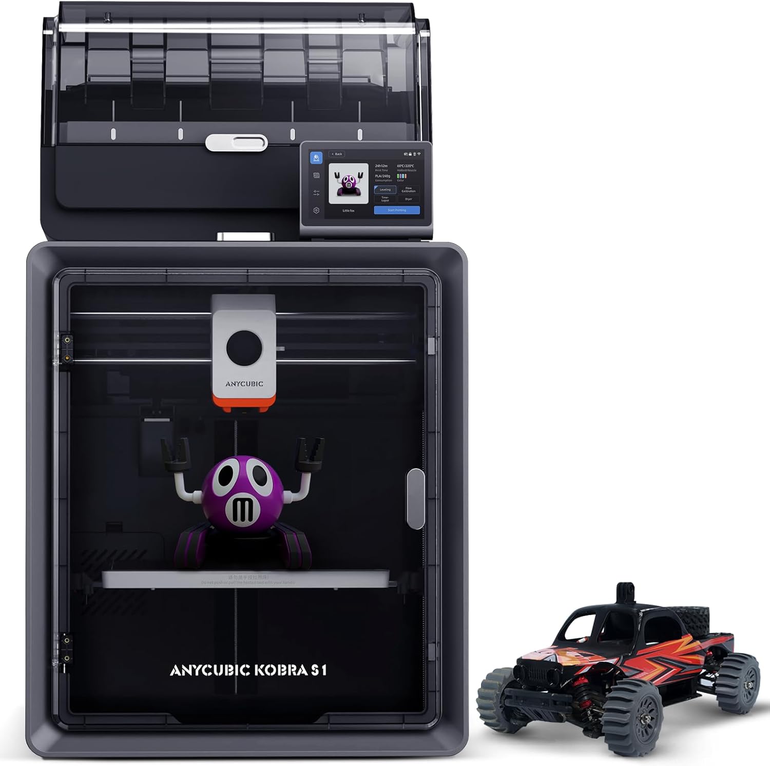 ANYCUBIC Kobra S1 Combo 3D Printer, Multicolour FDM Printer, 600mm/s High Speed, Closed CoreXY Construction,Active Drying, LeviQ 3.0, Compatible for PLA/PETG/ASA/ABS Filament, Realize Smooth Printing