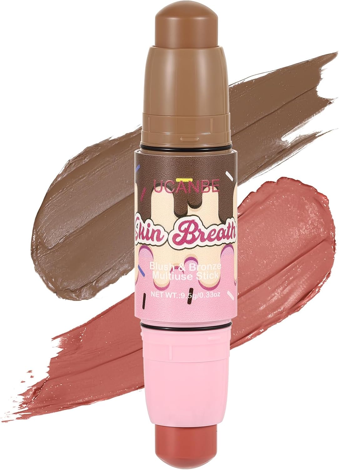 UCANBE Skin Breath Blush & Bronzer Multiuse Stick, 2-in-1 Creamy Face Cheeks Contour Makeup Stick for Natural Radiant Finish Look, Vegan & Cruelty-Free, Travel-Friendly (03 Peach Juice)