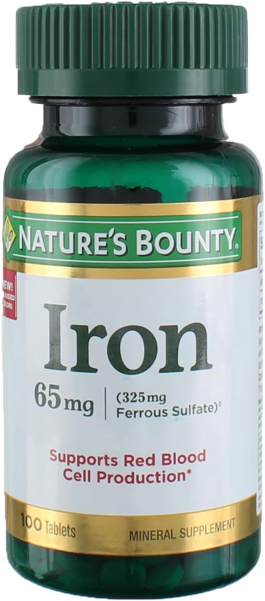 Nature's Bounty Iron 65 Mg.(325 mg Ferrous Sulfate), 100 Count (Pack of 2)