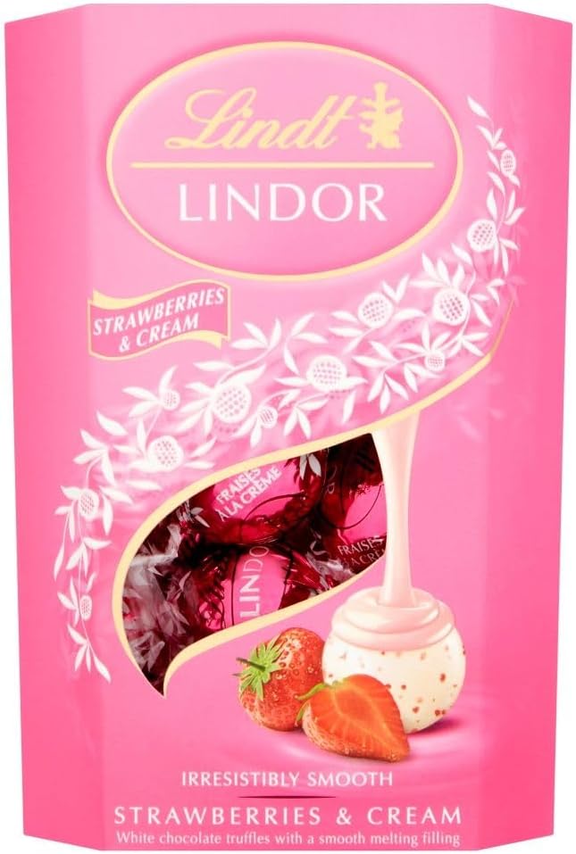 Lindt LINDOR Strawberries & Cream Chocolate Truffles Box 200g