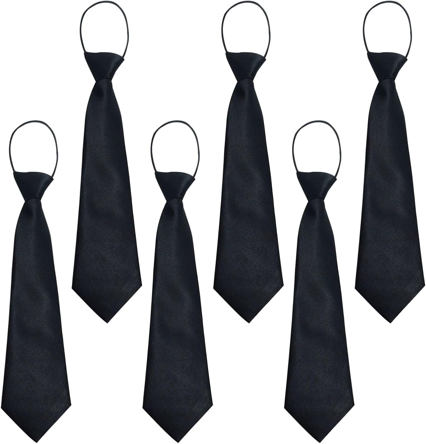 UILYNIU 6 Pack Pre-Tied Ties School Ties for Kids Boys Girls, Black Ties Boys Tie Kids Tie, Kids Boys Ties, Adjustable Ties Elastic Neckties for Wedding, Graduation, Uniforms, Party, Costume (Black)