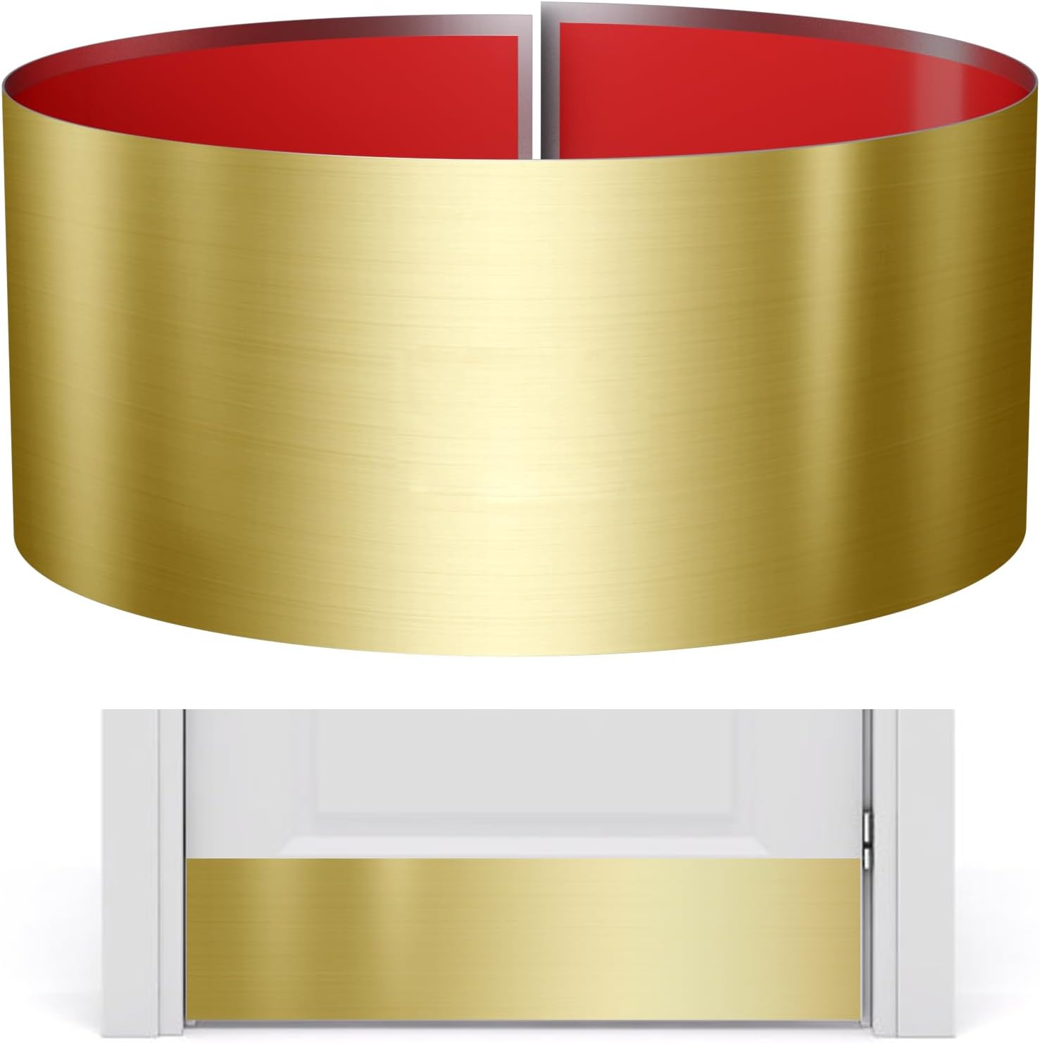 Sanbege Stainless Steel Door Kick Plate, 8" x 34" Door Push Plate, Self Adhesive Kickplate for 36" Doors Interior or Exterior (Brushed Gold)