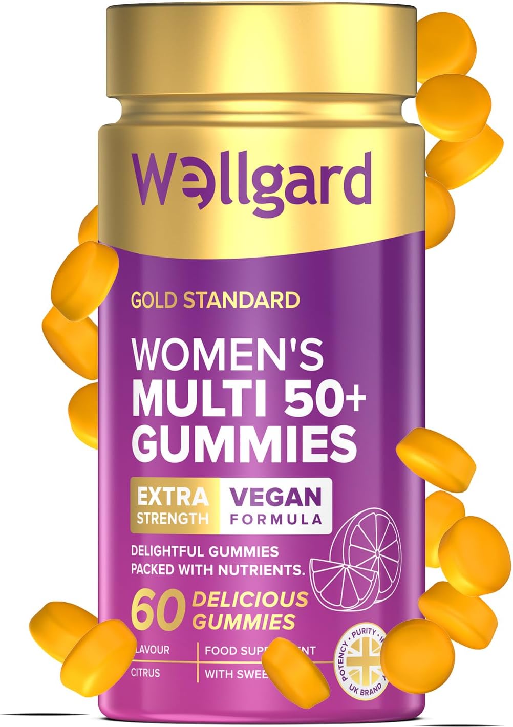 Wellgard Multi Vitamins for Women Over 50 Gummies – Supports Bone, Heart & Immune Health – Vitamins D3, B12, Calcium & More, Chewable Womens Multivitamins 50 Plus, No Iron Multivitamins