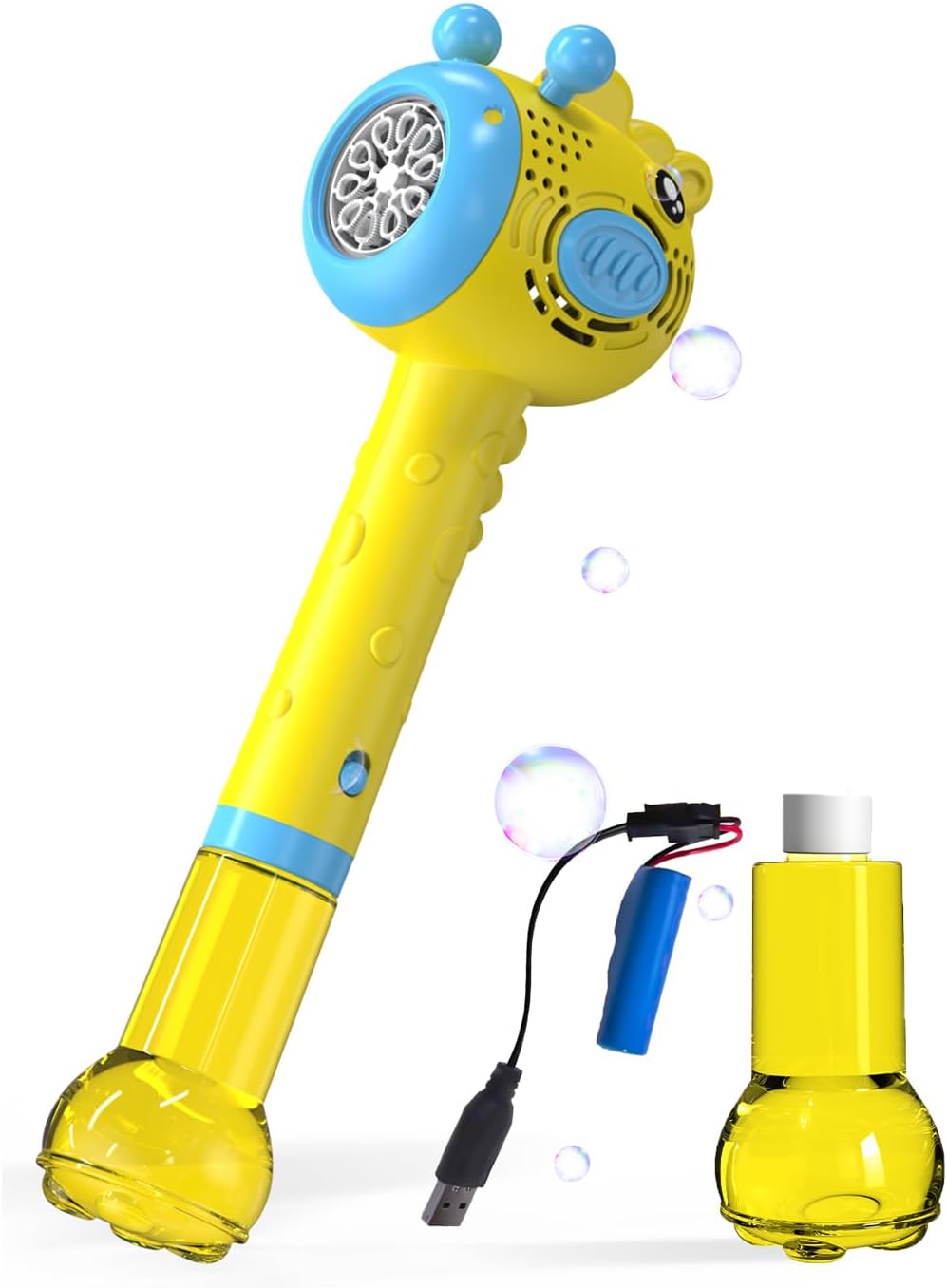PHNIXGAM Kids Bubble Machine with Rechargeable Battery, Children's Hand-held Bubble Machine Wand, Portable Birthday Festivals Toy Gifts, for Toddlers Ages 3 + Boys Girls