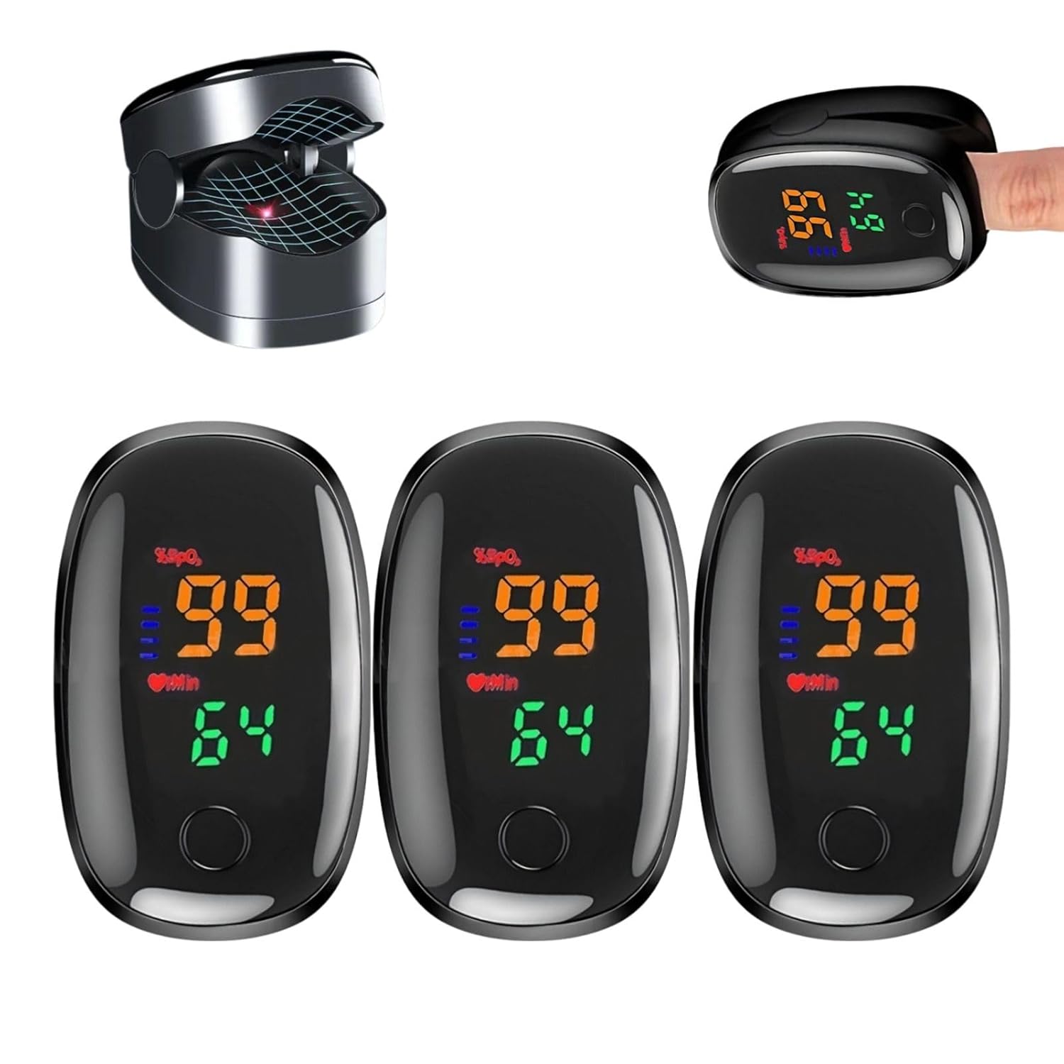 Non Invasive & pricking Glucose monitor, Compact and Portable for Home or Outdoor Use, 2025 Upgraded Version | Black version, 3 Pcs