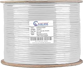 NewYork Cables Cat6a Riser Cable 1000ft - Certified 100% Solid Bare Copper Cat 6a Ethernet Cable – CMR, 23 AWG, 750 MHz, PoE++ - Unshielded Twisted Pair (UTP) -10 GB High Speed for Networking & Gaming