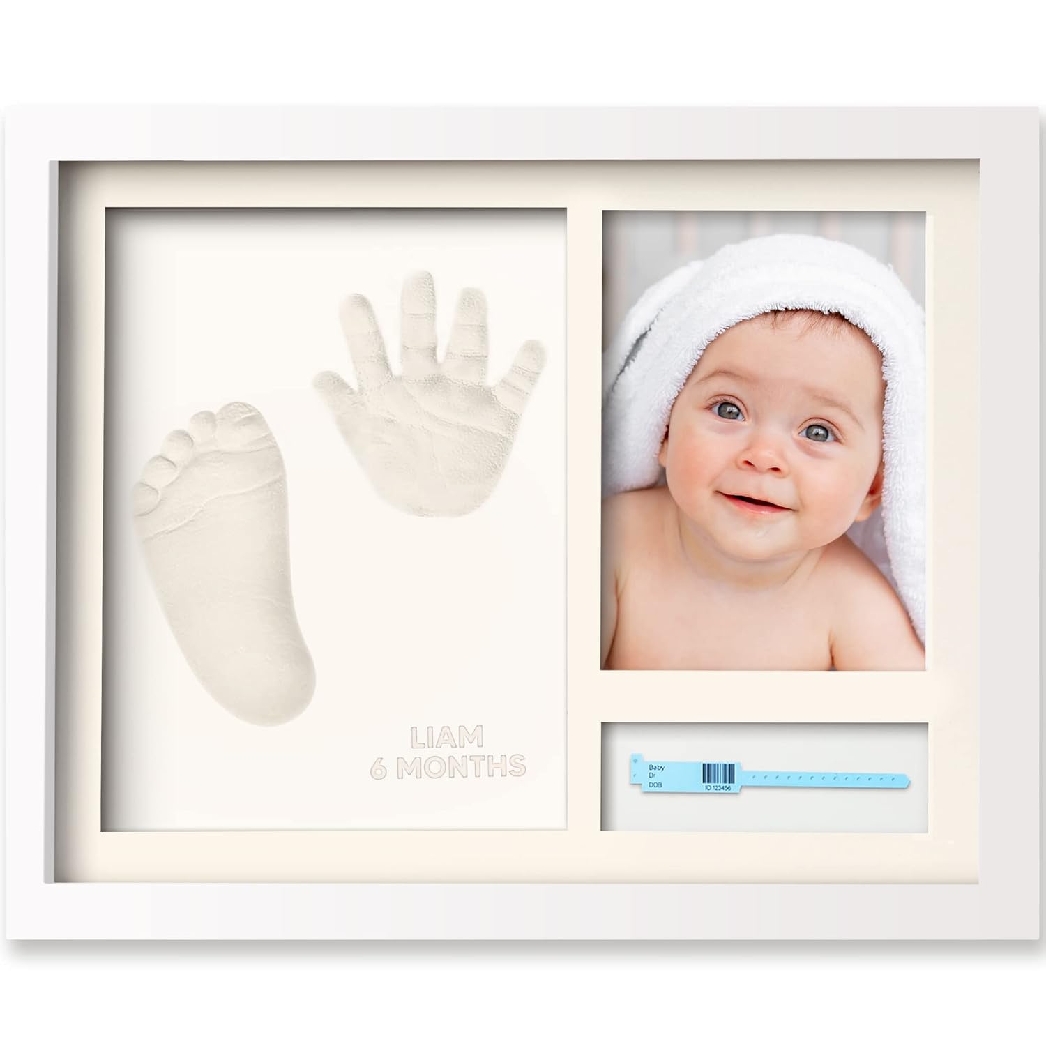 KeaBabies Baby Footprint Kit, Clay Paw Print Kit, Newborn (Alpine White) | Baby Hand and Footprint Keepsake Picture Frame, Hospital Bracelet, Personalized New Mom Gifts, Baby Shower Gifts, Boys, Girls