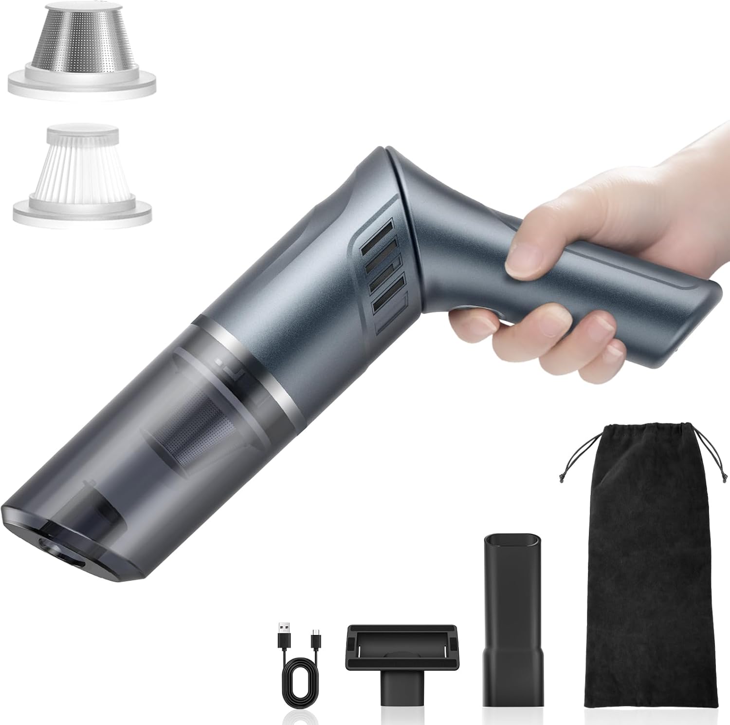 Handheld Vacuum Cordless,Car Vacuum Cordless Rechargeable 15000Pa High Power with Brushless Motor,Hand Vacuum Mini Vacuum Cleaner Portable Vacuum Cleaner for Car Home Cleanning