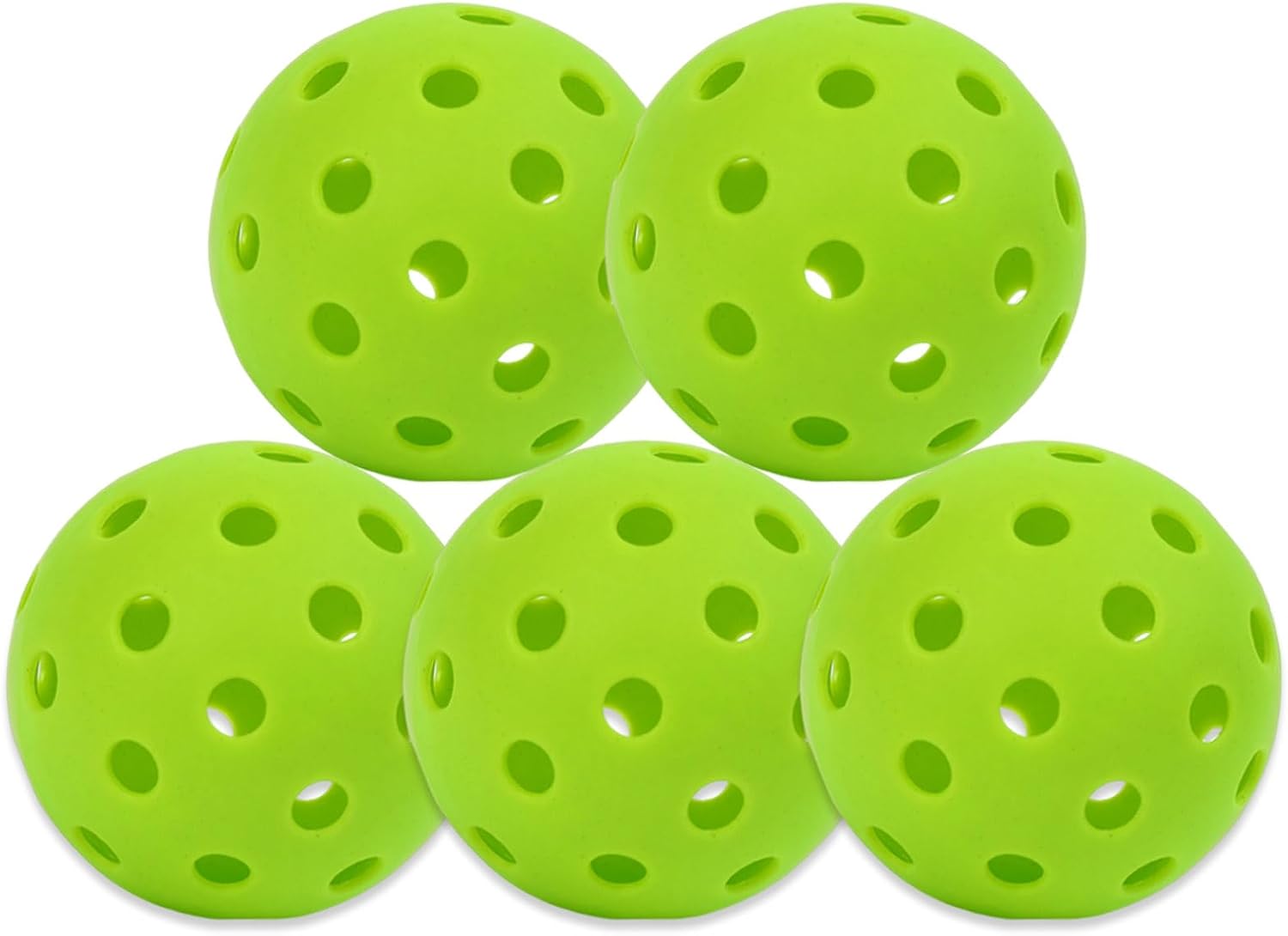 Msxenophile 5 PCS Pickleball Balls, Green Pickleball, Pickleball Balls Indoor with 40 Small Precisely Drilled Holes, Durable Pickle Ball for Outdoor Indoor Game Training Sports Accessories