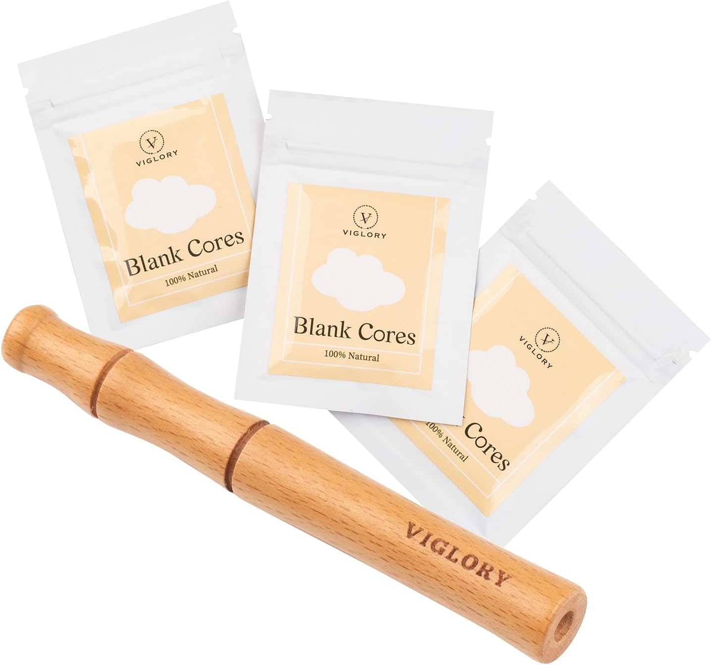 VIGLORY Essential Oil Inhaler, Wooden Personal Diffuser for Essential Oils with 3 Pack Blank Cotton Wicks, Help Build Good Habit