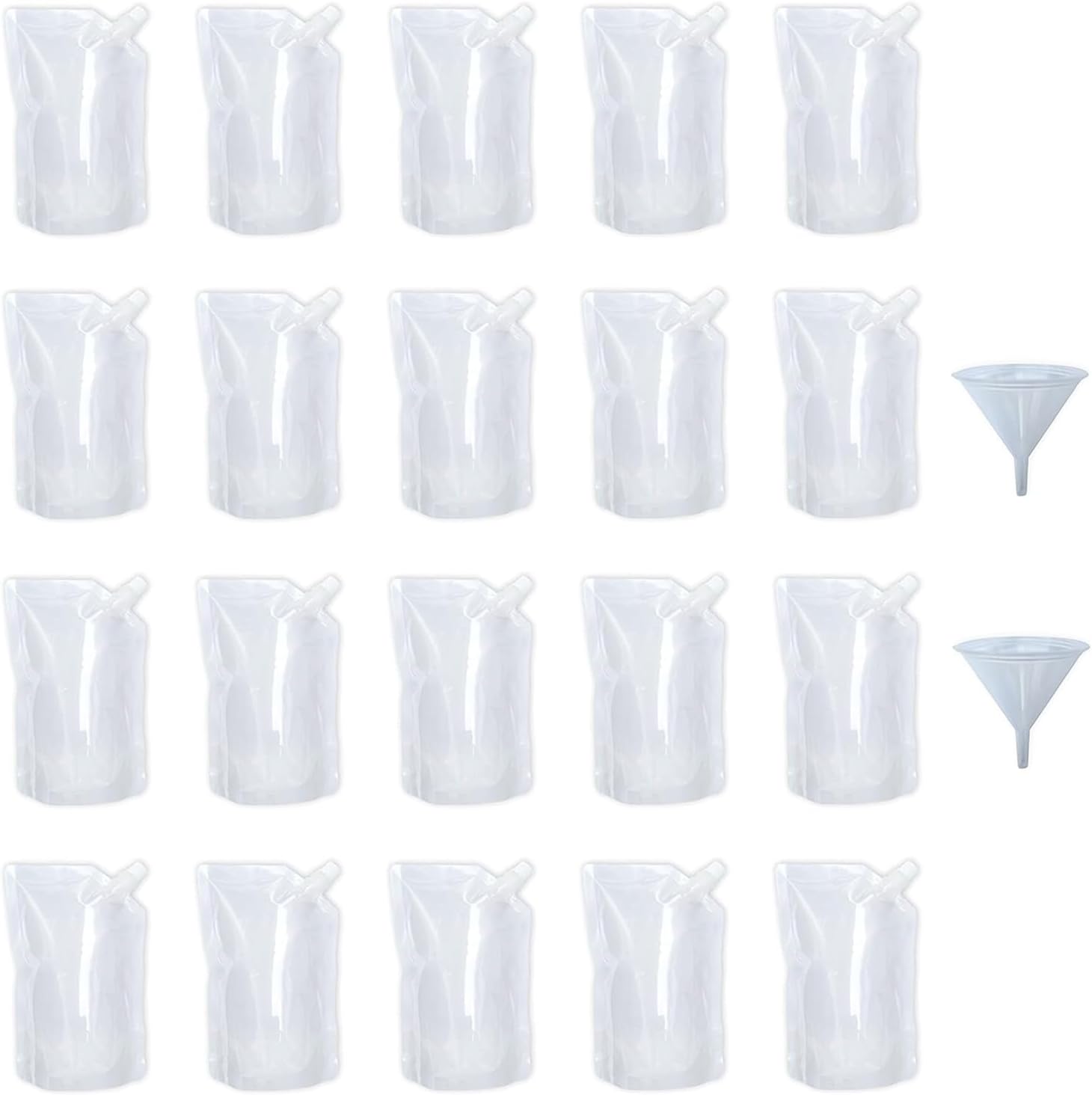Yukiyi 20pcs 500ml Refillable Clear Drink Pouches for Festivals Essentials Festival Accessories Travel Plastic Drinks Juice Bags Drink Container Party Halloween Cold Beverage