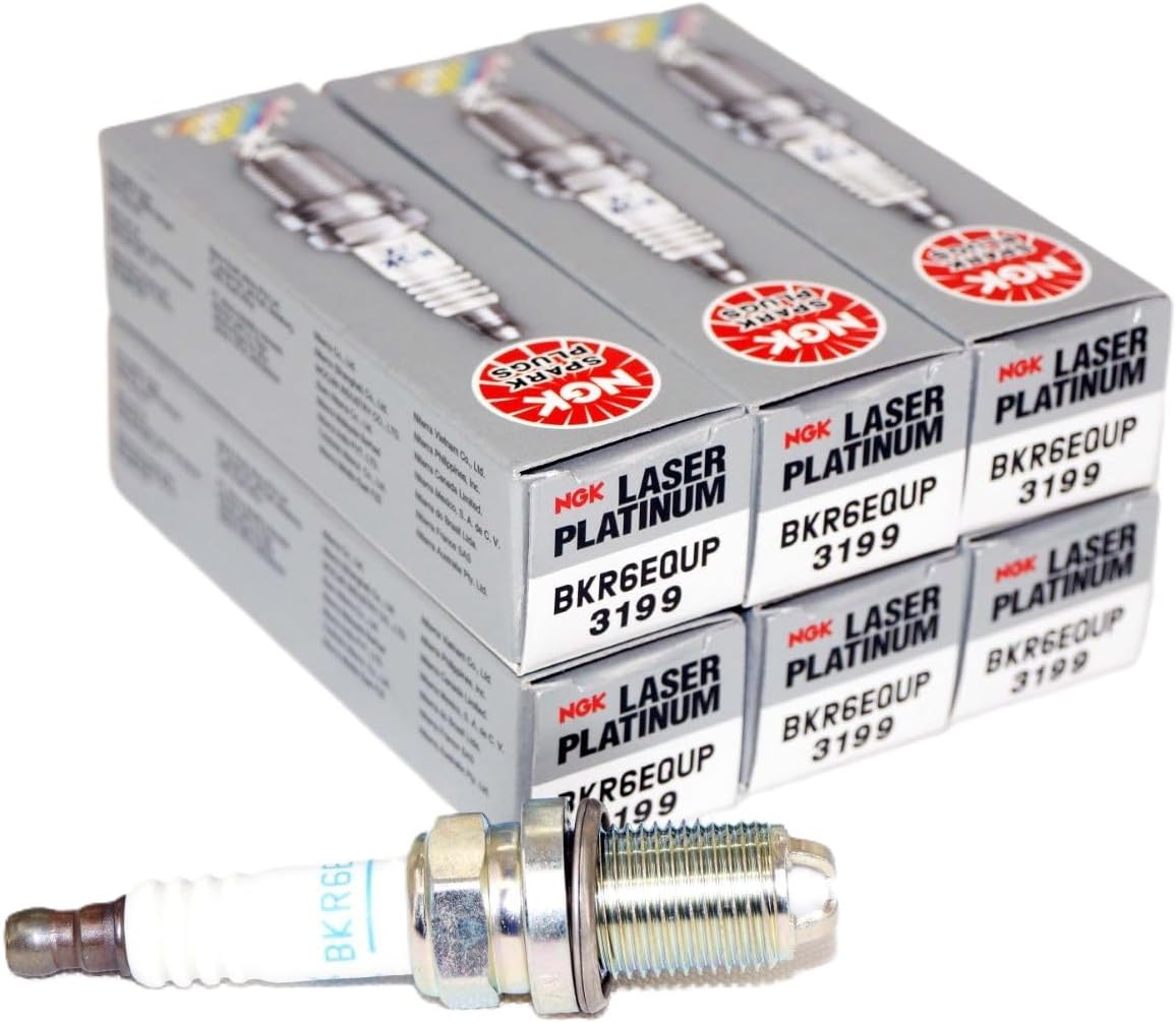 NGK 3199 Laser Platinum Spark Plugs BKR6EQUP Compatible with Select Audi 97-01, BMW 92-06, Cadillac 03-04, Porsche 01-05, VW 98-05, Volvo 95-04 Models (6 Pack)