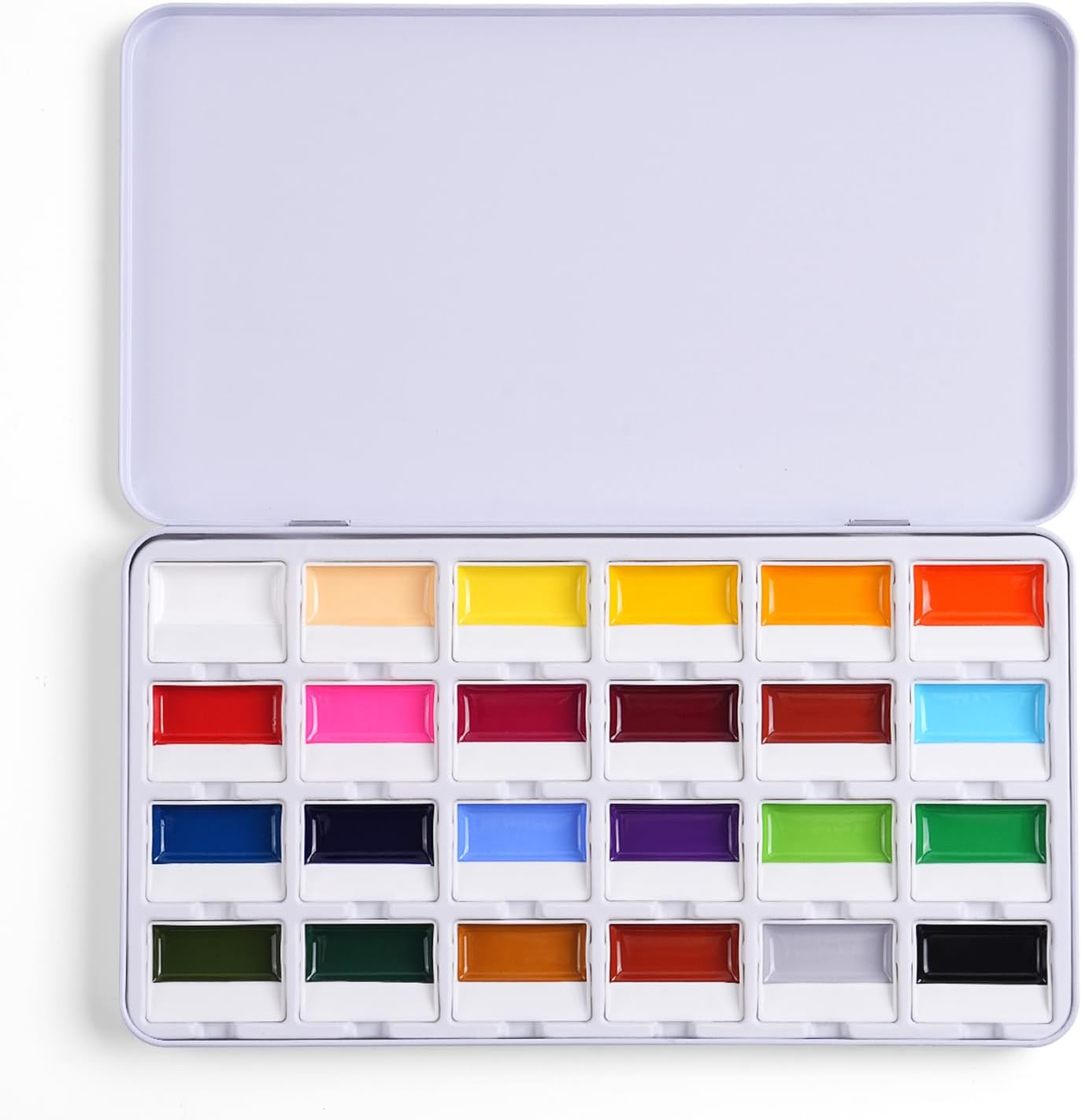 Fuumuui 24-Color Watercolour Paint Set, Opaque Semi-Moist Solid - High-Saturation Bright Colors Professional Art Supplies with Strong Coverage and Rich Pigments for Artists Beginner Amateur Hobbyists
