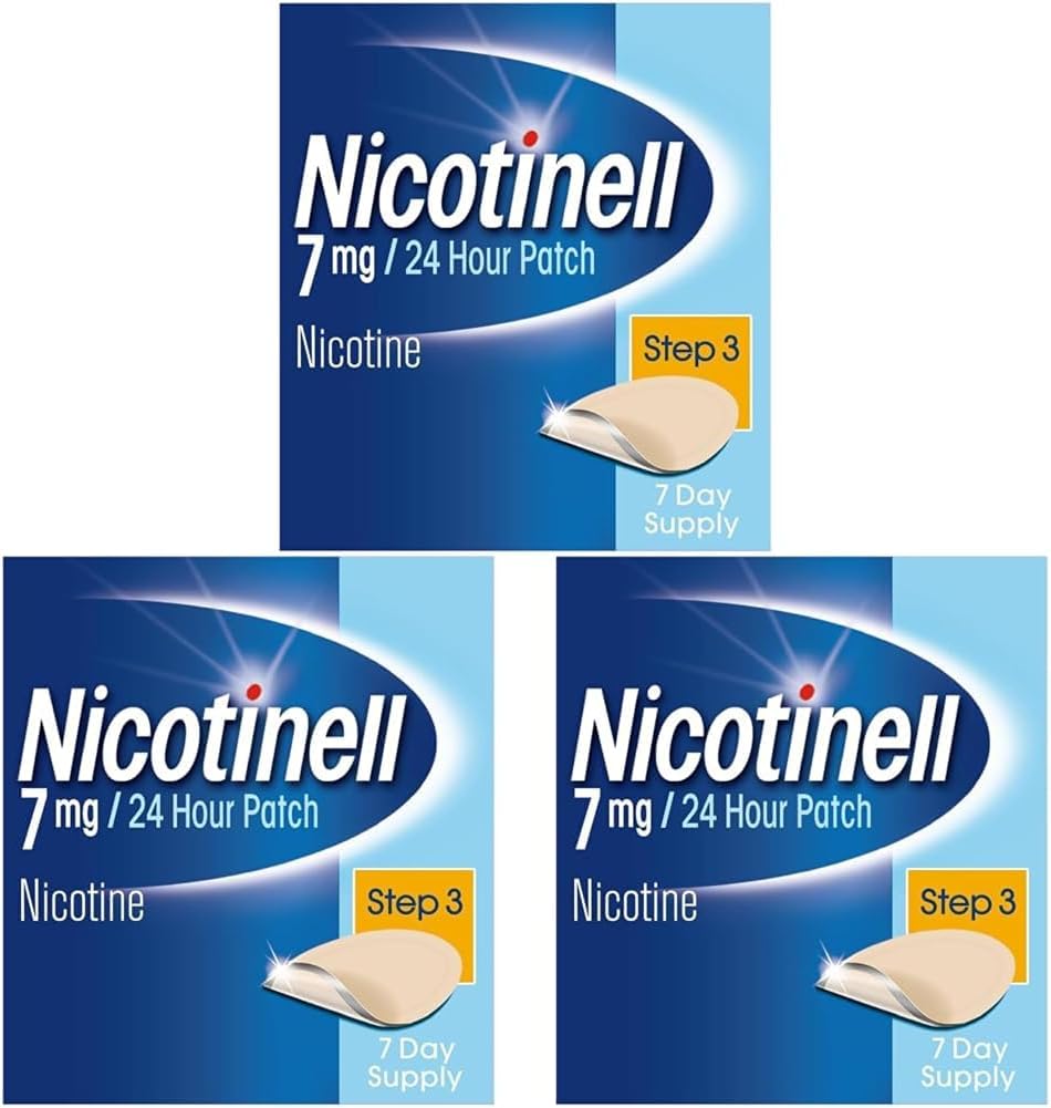 Nicotinell Nicotine 7mg Patch (3 x Pack of 21), Nicotine Patches, Stop Smoking Aid, 24h Craving Control, Step 3 for Light Smokers, Quit Smoking Aid