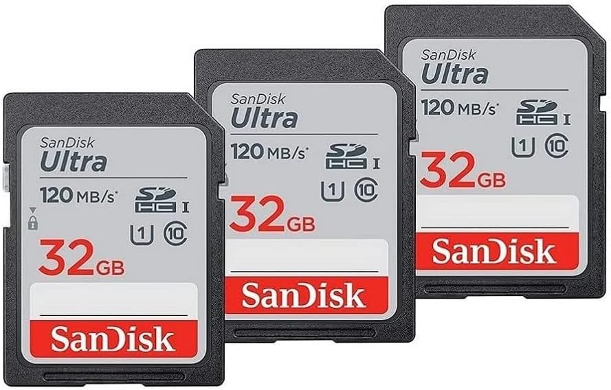SanDisk 32GB 3-Pack Ultra SDHC UHS-I Memory Card (3x32GB) - SDSDUN4-032G-GN6IM [Older Version]