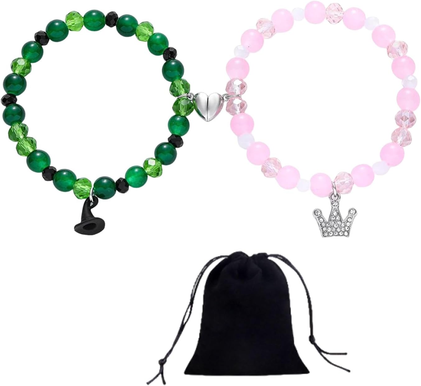 2PCS Wicked Bracelet with 1PCS Cloth Bag, Wicked Gifts Bracelet to Friend, Friendship Wicked Merchandise, Wicked Gifts for Girls and Suitable for Dating Anniversaries or Birthday