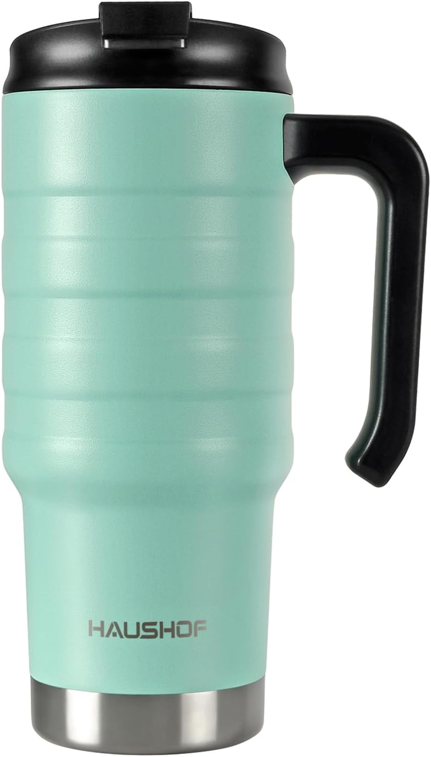 HAUSHOF Travel Tumbler 700ml/24Oz, Double Wall Vacuum Insulation Flask, Stainless Steel Coffee Mug, Keeps 24 Hours Cold & 6 Hours Hot, BPA-Free