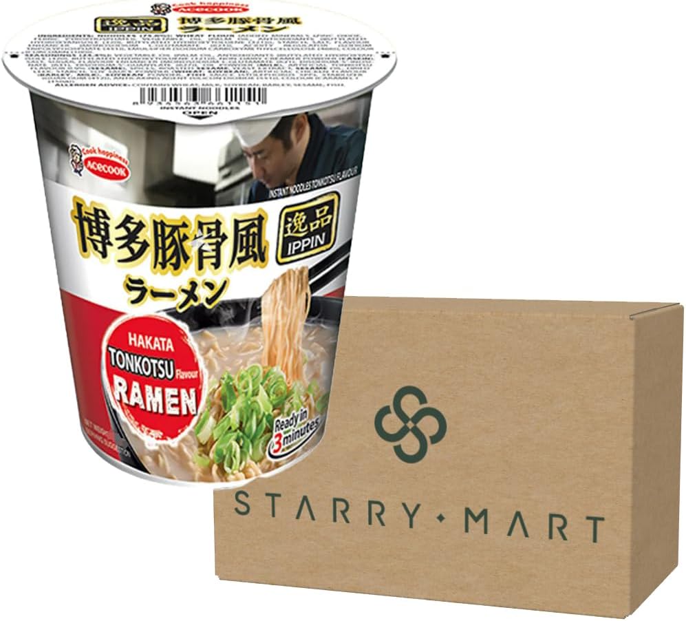Acecook IPPIN Instant Ramen Cup Hakata Tonkotsu Flavour Noodles 73g (16 Cups) 博多豚骨風ラーメン杯面