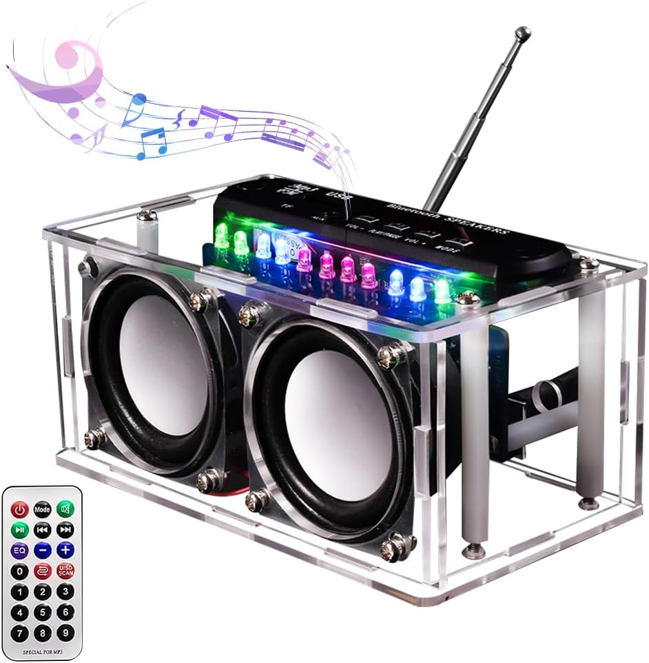 SGZIOO Soldering Practice Kits, DIY FM Radio Electronics Kit, with LED, Remote Control, Digital Display, Electronic Kits for Adults to Build, FM Radio Kit, DIY Bluetooth Speaker, for Beginner & Adults