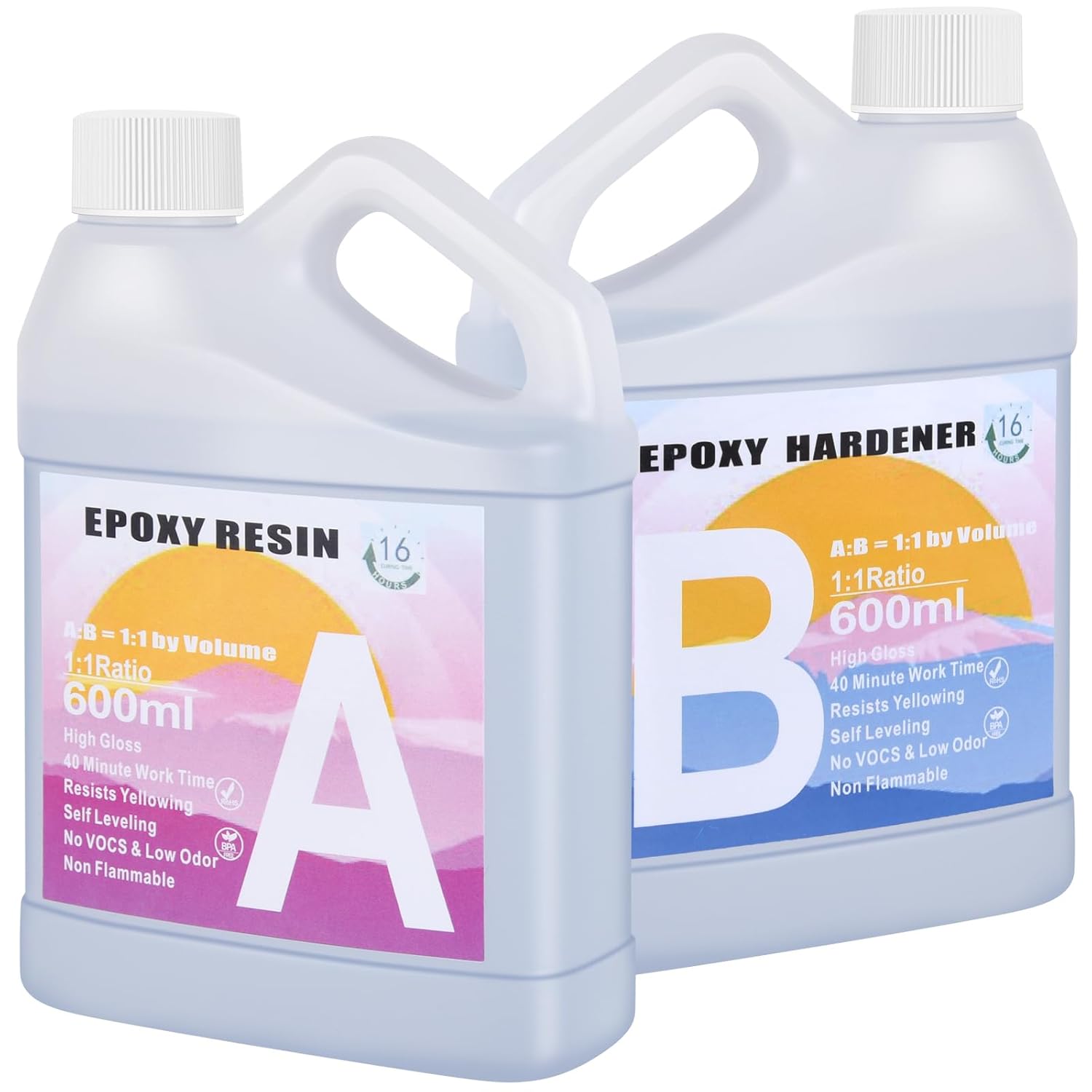 1200ml Epoxy Resin Kit - Crystal Clear Epoxy Resin and Hardener 1:1 Volume Ratio for Coasters, Mould Casting, Table Top, Jewellery Making, DIY Crafts Art