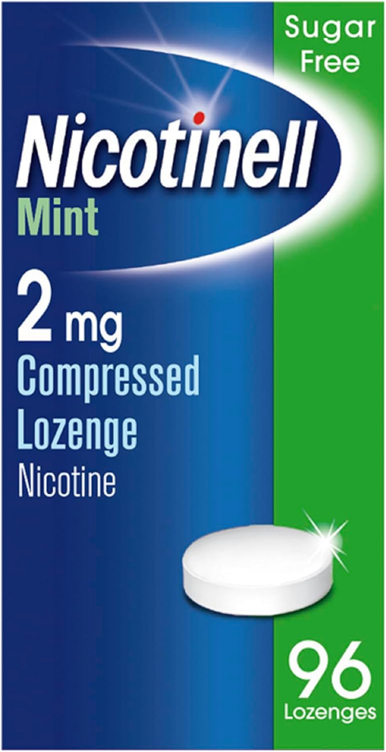 Nicotinell Mint Lozenge 2mg (96 Lozenges), Stop Smoking Aid, Sugar Free Nicotine Lozenges, Fresh Mint Flavour, 2mg Extra Strength for Heavy Smokers, Quit Smoking Aid
