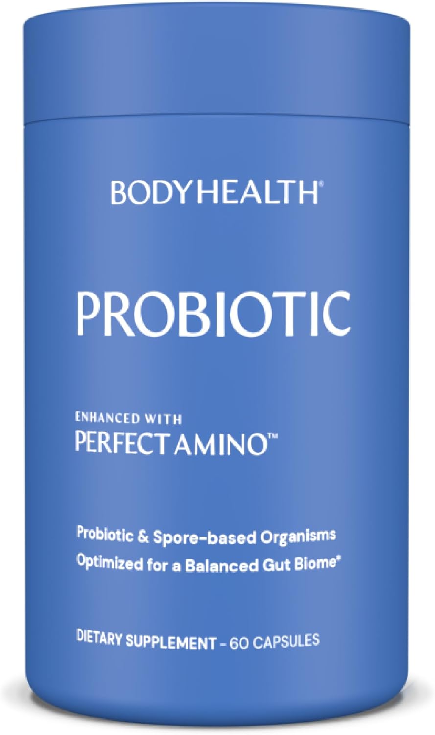 BodyHealth Probiotic - Enhanced with Perfect Amino (60 Caps), High Potency reseeding probiotics and Cutting-Edge Spore Probiotics, Acid- and Bile-Resistant