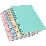 Yansanido Spiral Notebook, 4 Pcs A5 Thick Plastic Hardcover 8mm Ruled 4 Color 80 Sheets -160 Pages Journals for Study and Notes (Light Pink,Light Green,Light Blue,ivory, A5 5.7" x 8.3"-Ruled)
