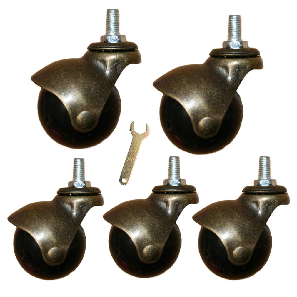 2" Caster Wheels,Antique Gold Ball Casters Furniture Casters,Threaded Rod Mounting M8/M10mm,for Small Sofa Furniture,Office Chair