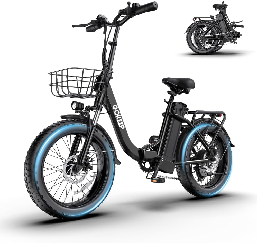 1300W Folding Electric Bike, 75 Miles Range, 52V 13Ah Removable Battery, 20" Fat Tire & Front Suspension Electric Bicycles, 28MPH 7-Speed Commuter Ebike, Max 330LBS, UL2849 Certified