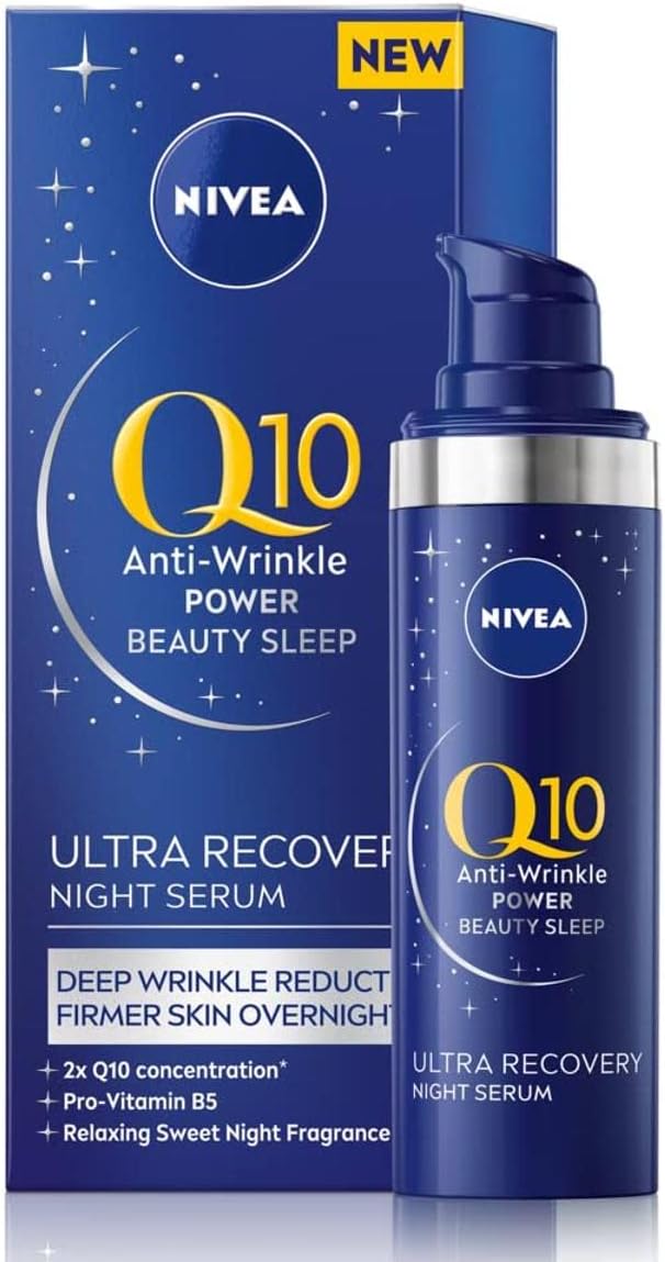 NIVEA Q10 Anti-Wrinkle Power Ultra Recovery Night Serum (30ml), Face Serum With Pro-vitamin B5 And Q10, For Deep Wrinkle Reduction And Firmer, Stronger Skin