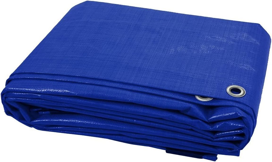 3 x 4 m Blue Tarpaulin Waterproof Tarp Sheet Cover, Groundsheet - Waterproof, Weatherproof, Frost-Resistant, UV Protection, Universal, Multipurpose, Reinforced Eyelets